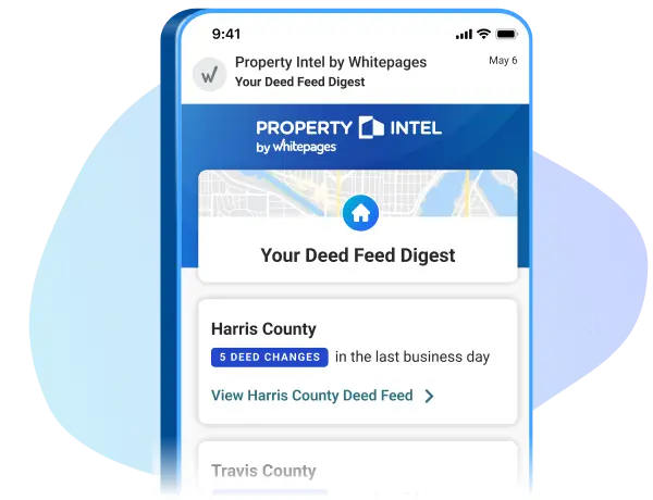 Deed feed digest email preview showing recent Texas deed changes with buyer and seller details